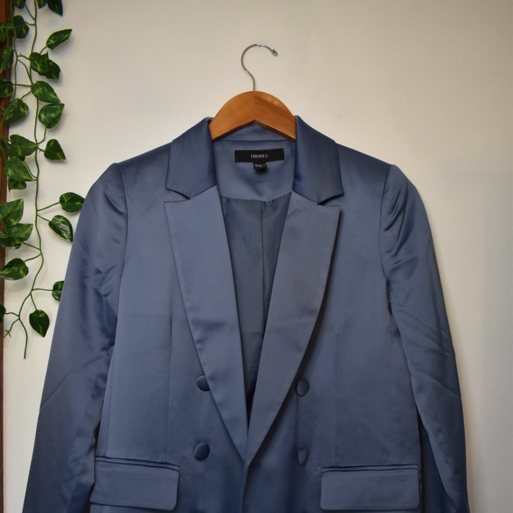 Forever21 Slate-colored Satin Blazer